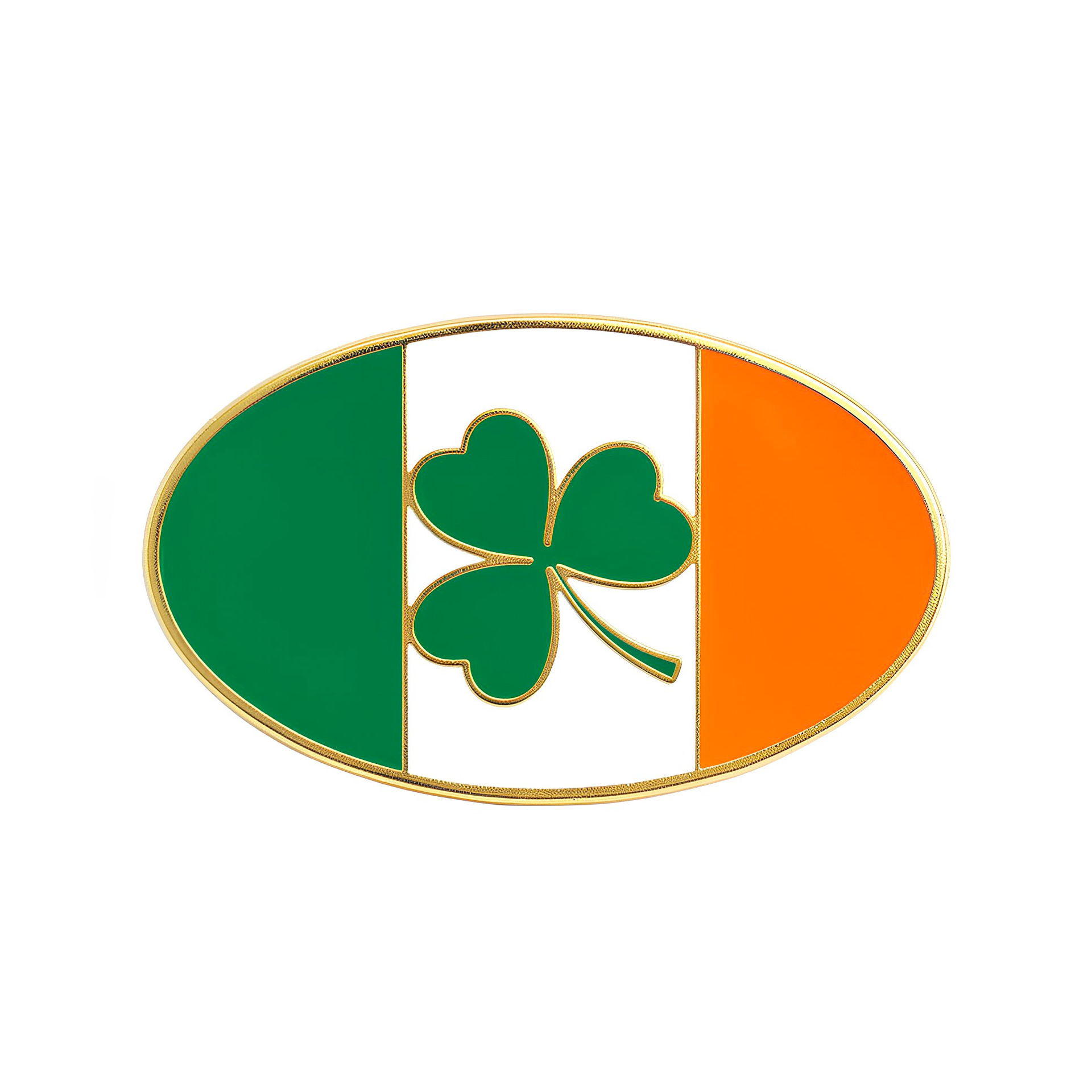 Round Ireland Shamrock Clover Pin Badge
