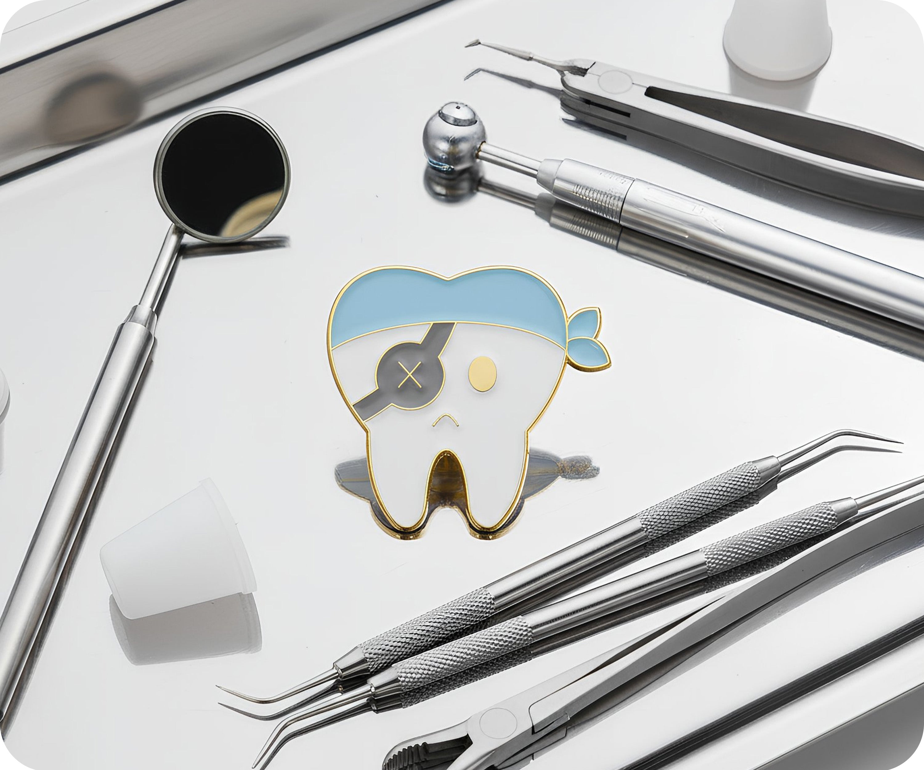 Insignia de alfiler con dientes de pirata para dentista