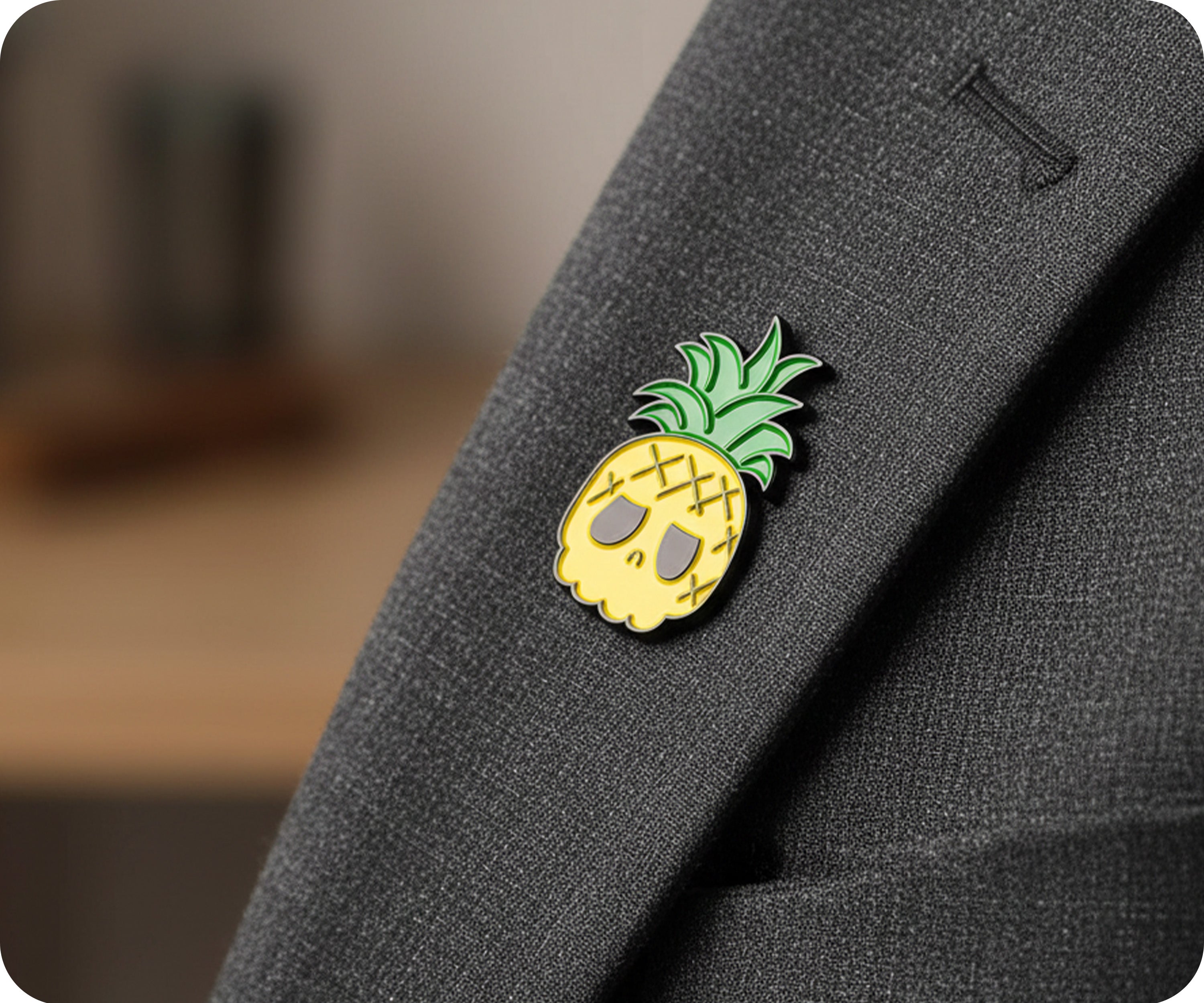 Pineapple Skull Funny Pin Badge