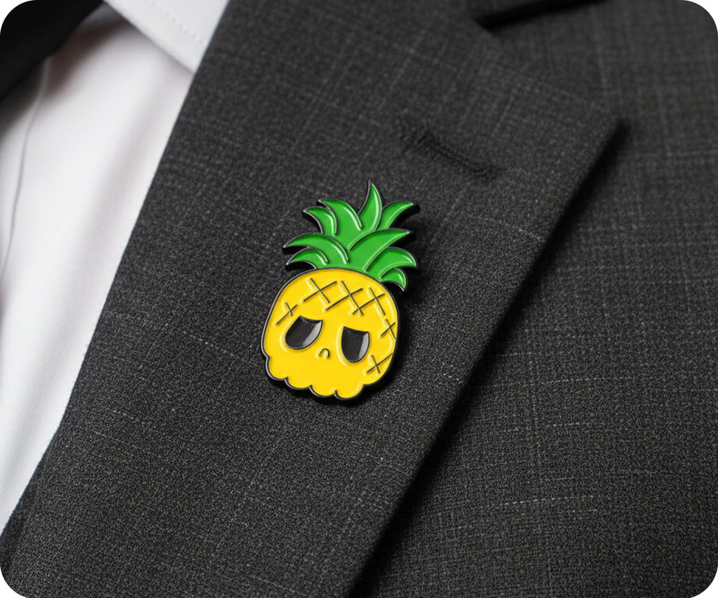 Pineapple Skull Funny Pin Badge