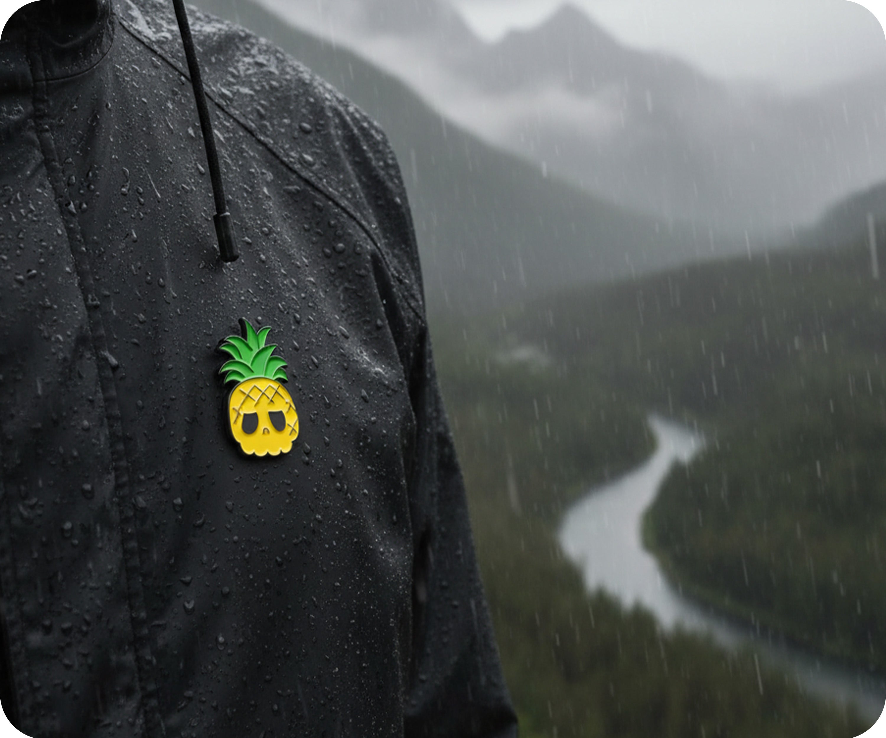 Pineapple Skull Funny Pin Badge