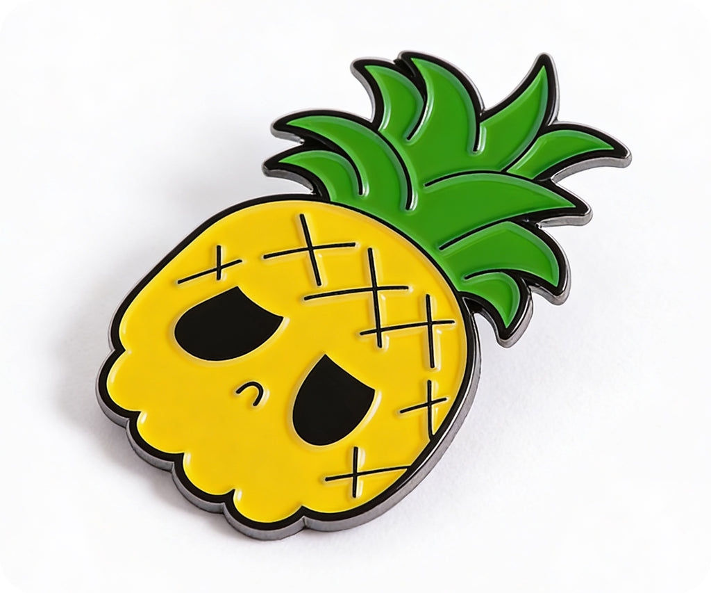 Pineapple Skull Funny Pin Badge