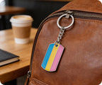 Progress Pride LGBTQI+ Flag Dog Tag Keyring | Metal Enamel