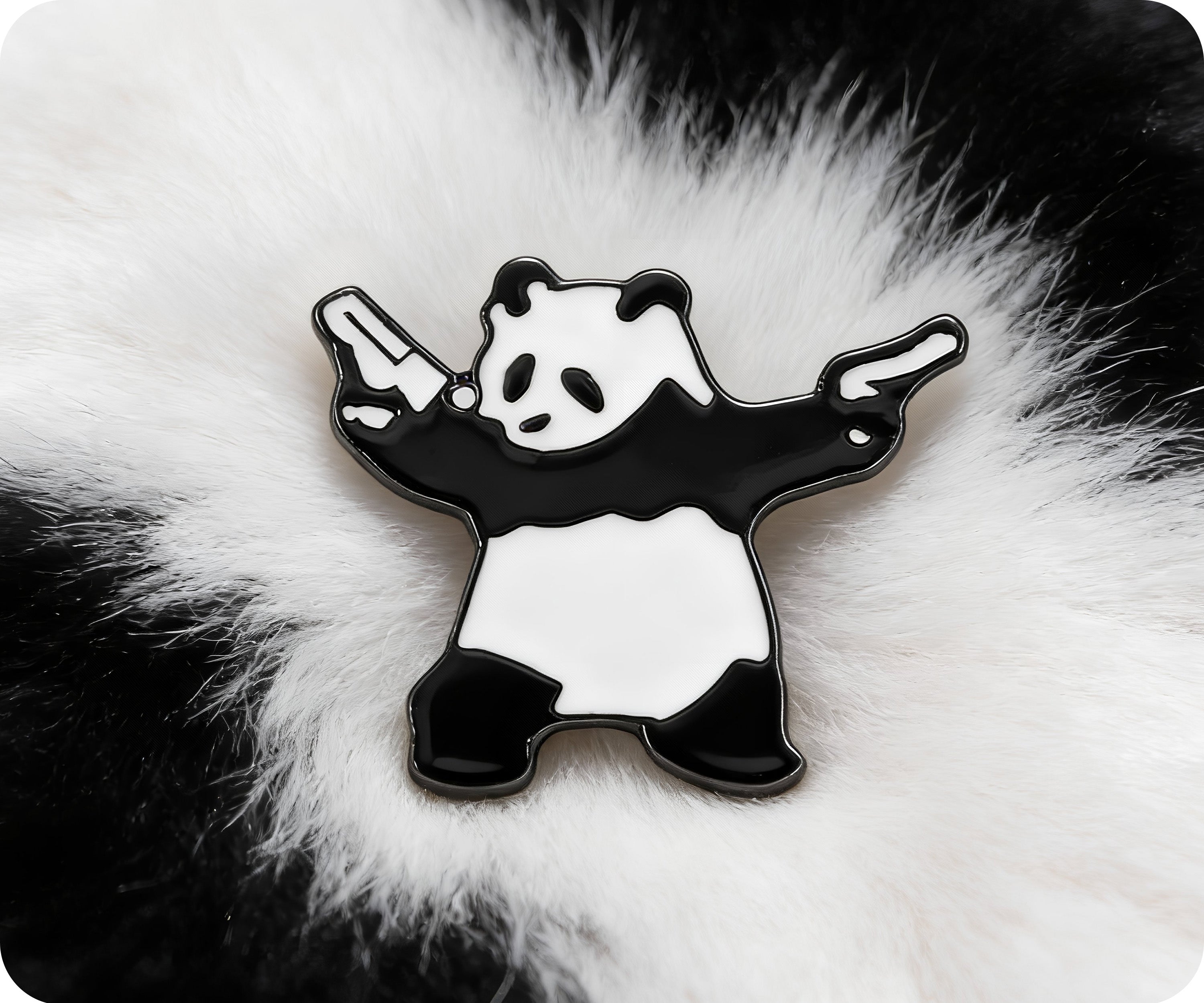 Panda Gagster With Pistols Pin Badge