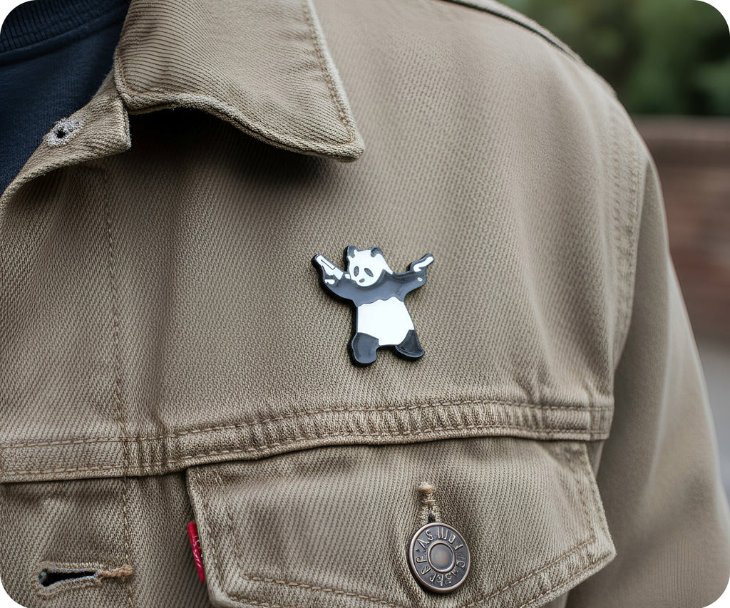 Panda Gagster With Pistols Pin Badge