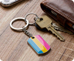 Progress Pride LGBTQI+ Flag Dog Tag Keyring | Metal Enamel