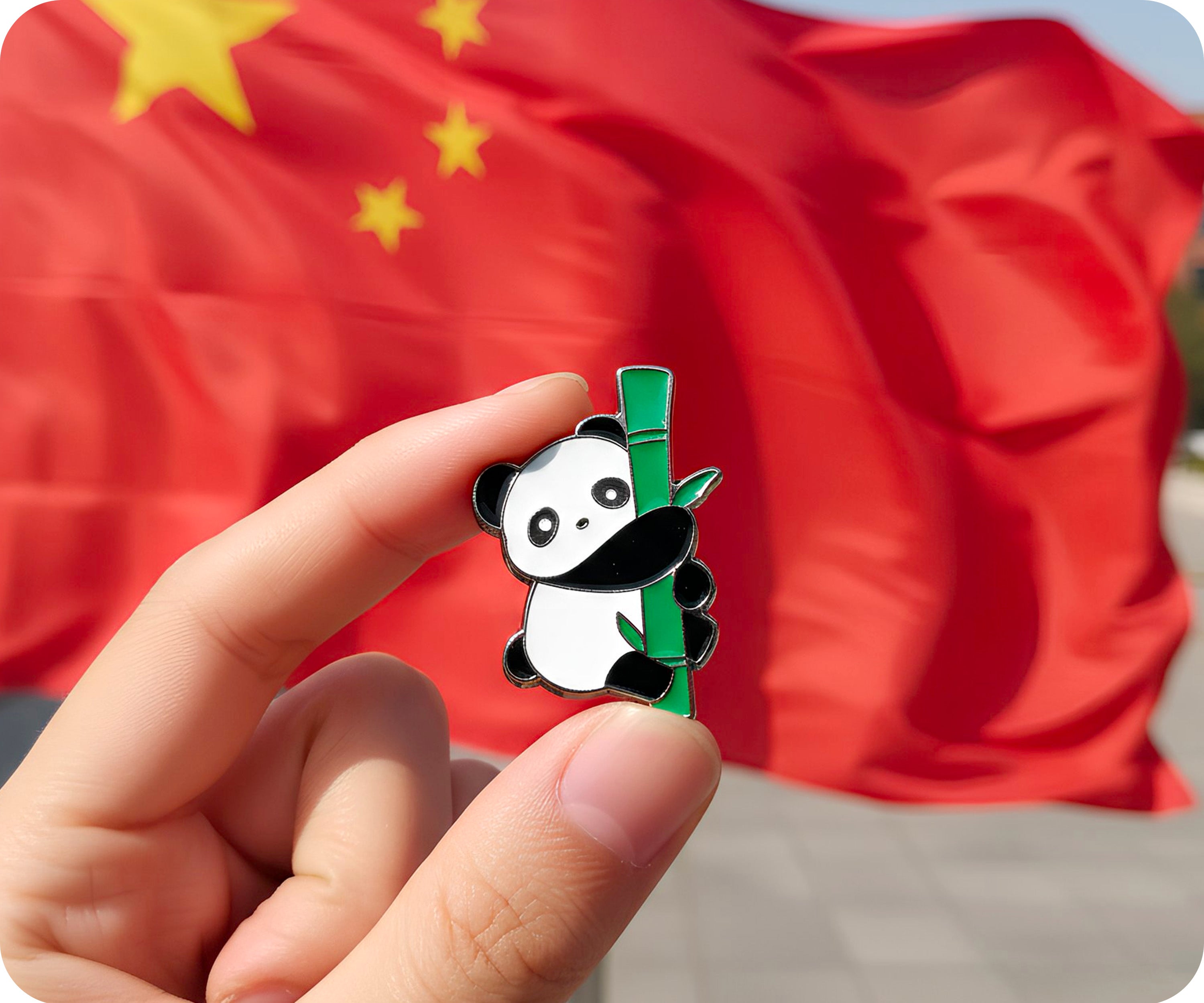 Panda Bear & Bamboo Pin Badge