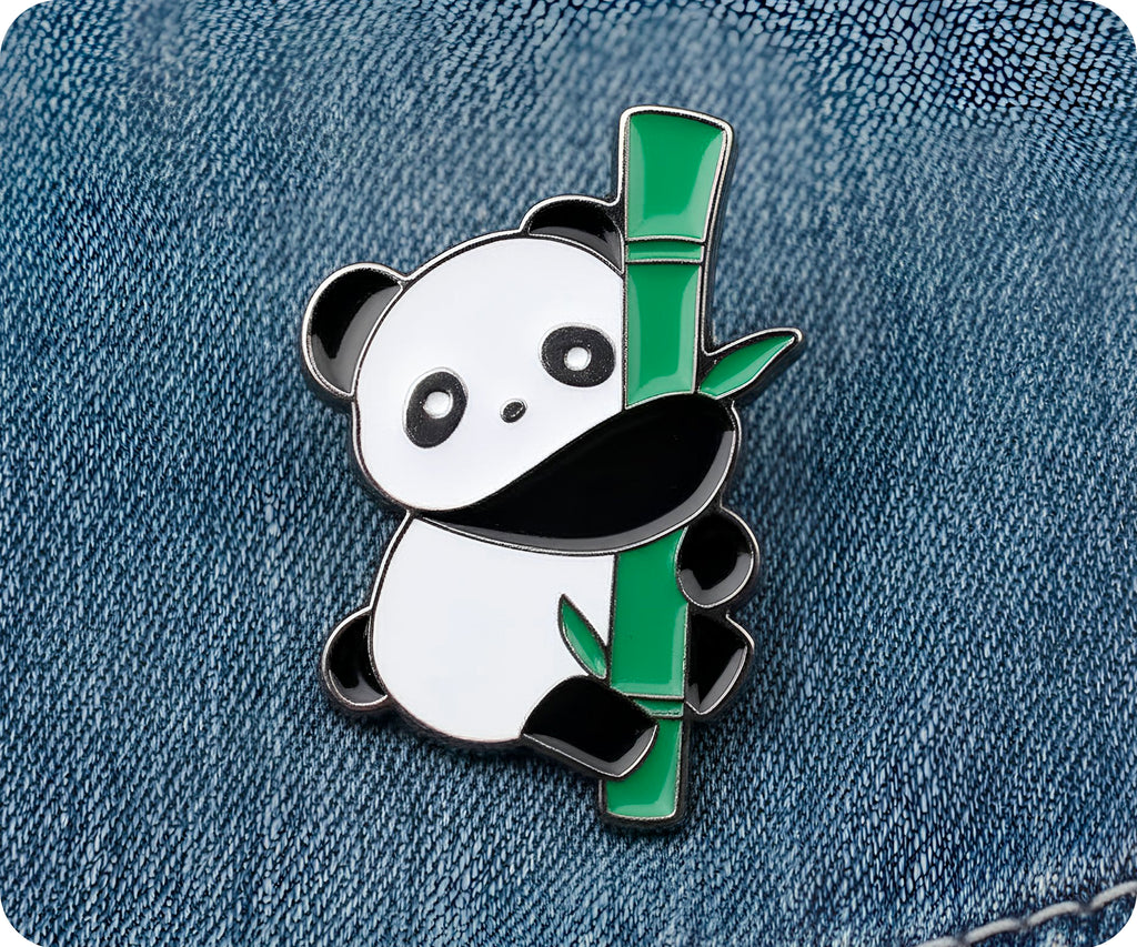 Panda Bear & Bamboo Pin Badge
