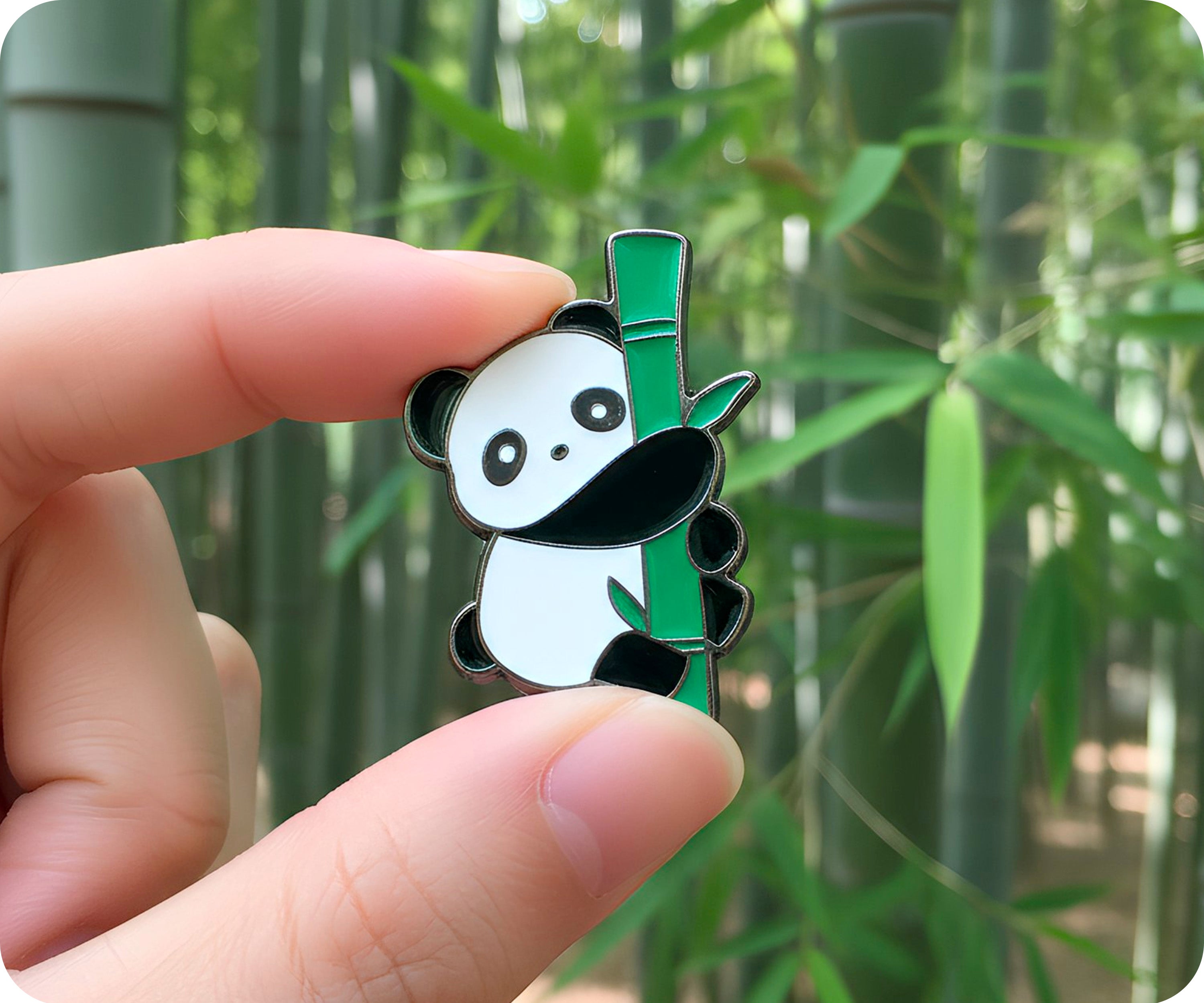 Panda Bear & Bamboo Pin Badge