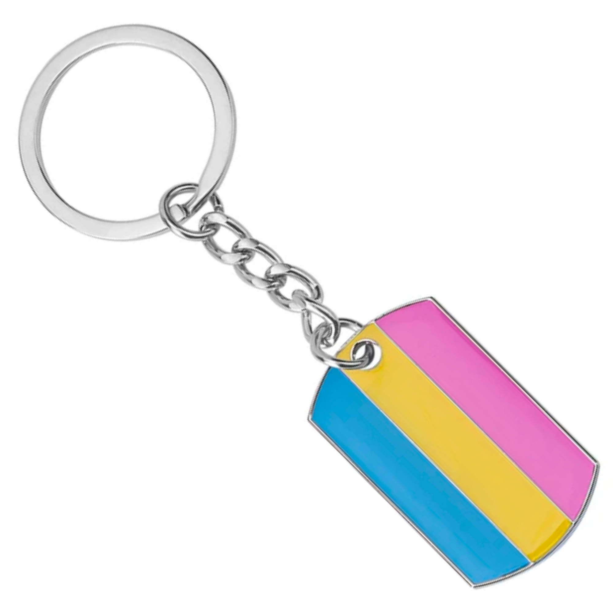 Progress Pride LGBTQI+ Flag Dog Tag Keyring | Metal Enamel