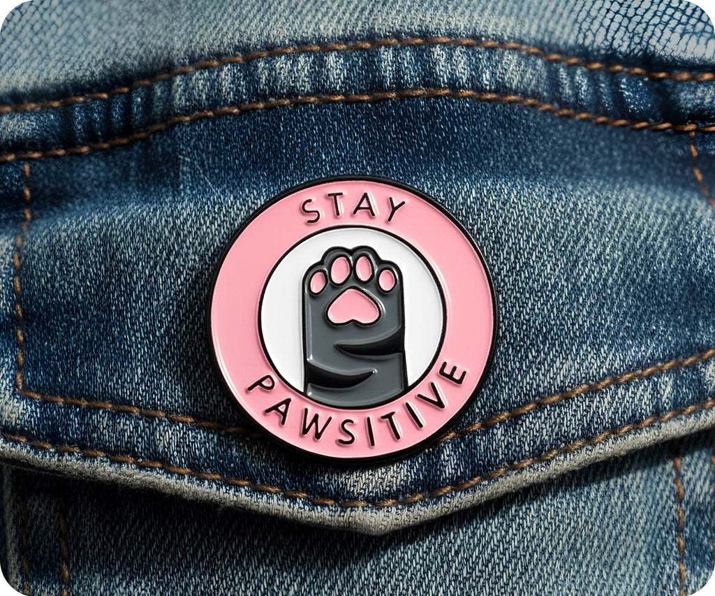 Stay Pawsitive Pin Badge