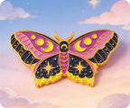 Insignia Pin Espiritual de Polilla Mariposa Mística Rosa y Morada