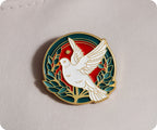 Peace Dove Olive Leaf Round Pin Badge