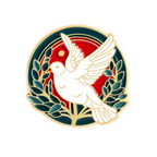 Peace Dove Olive Leaf Round Pin Badge