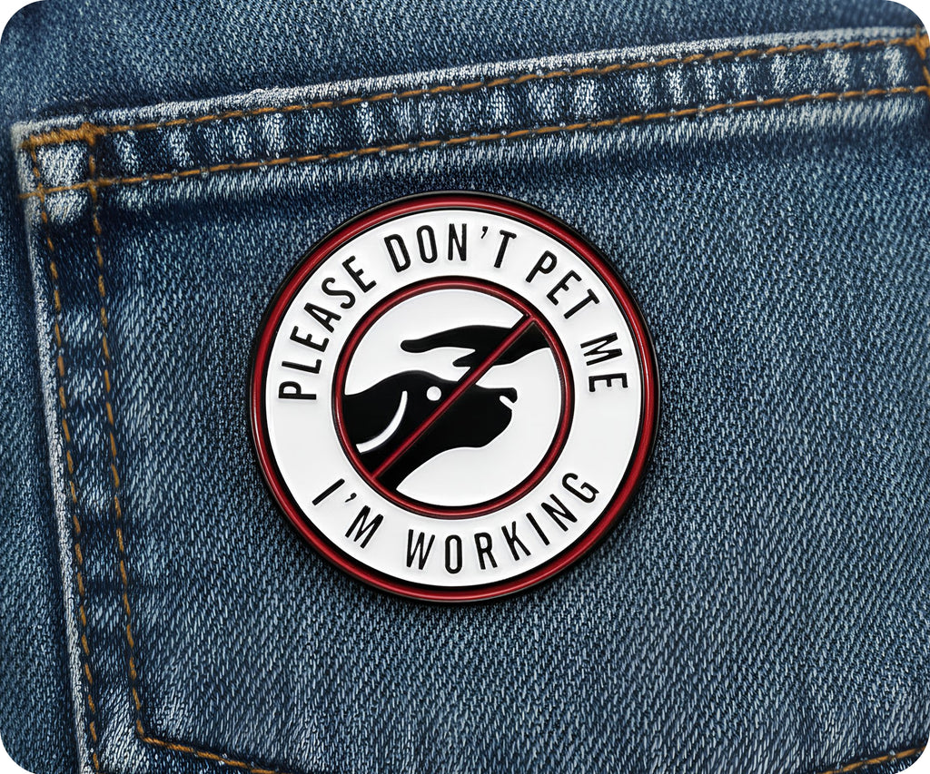 Don't Pet Me I'm Working Pin Badge