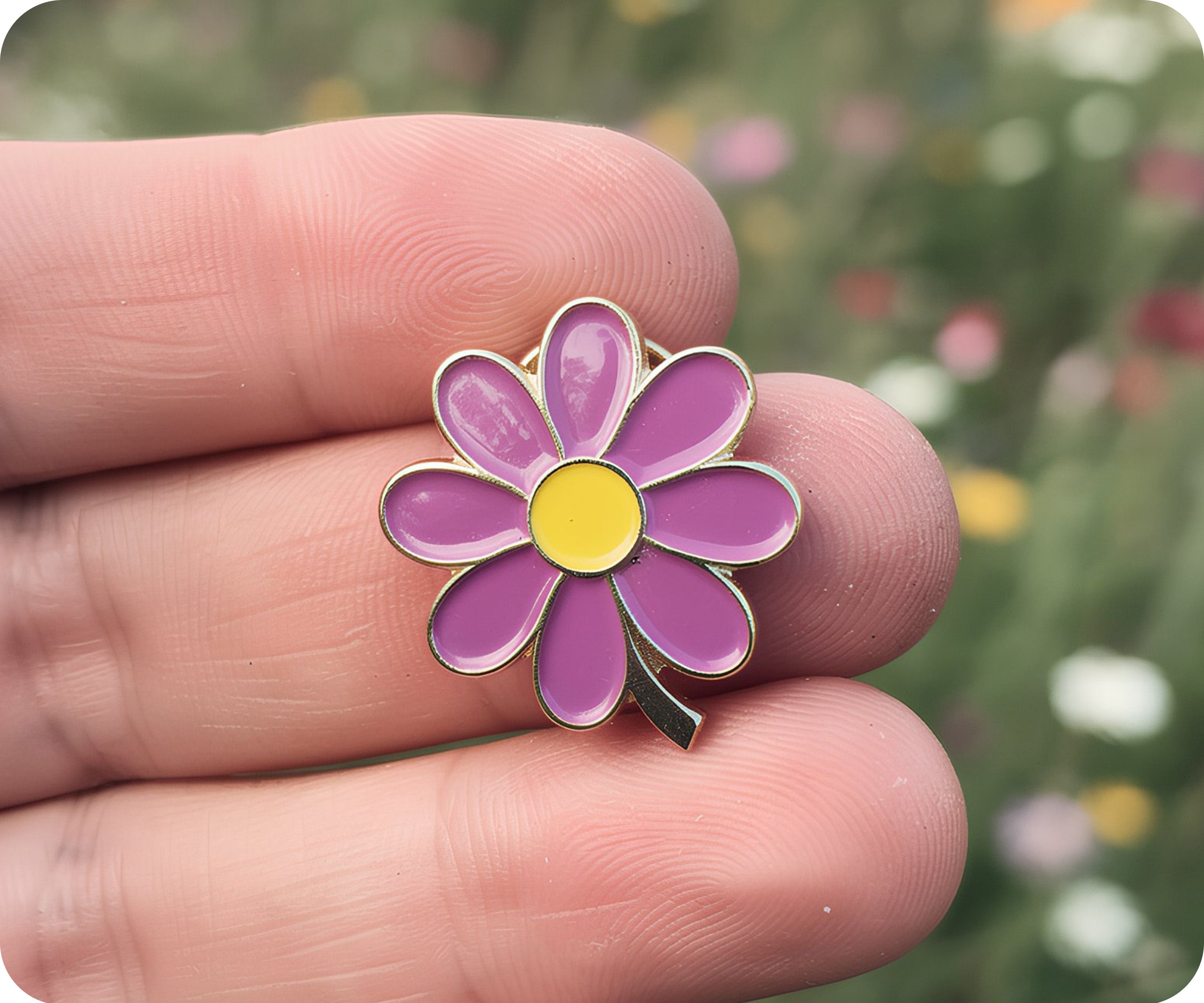 Insignia de alfiler de flor morada Imagen secundaria del producto