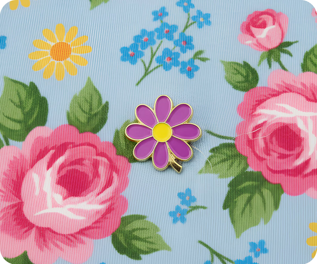 Purple Flower Pin Badge