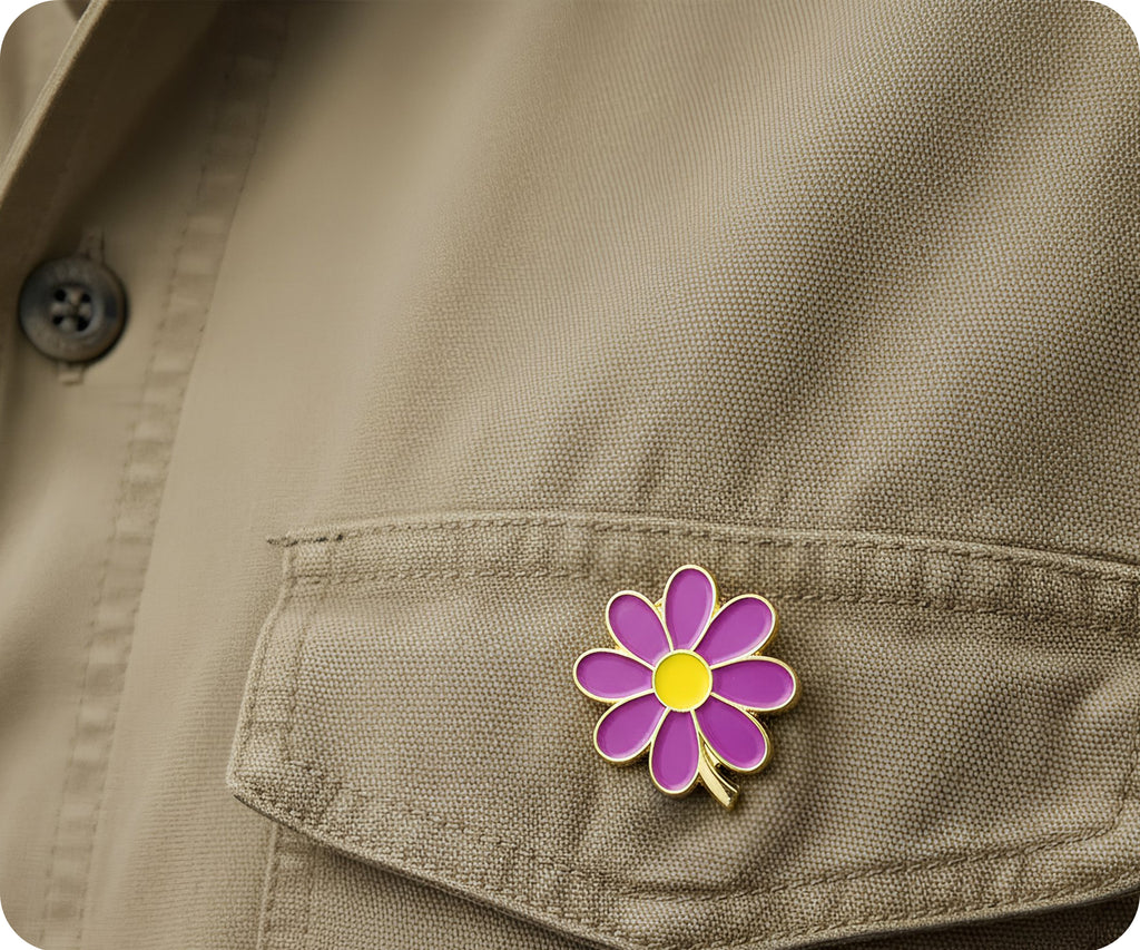 Purple Flower Pin Badge
