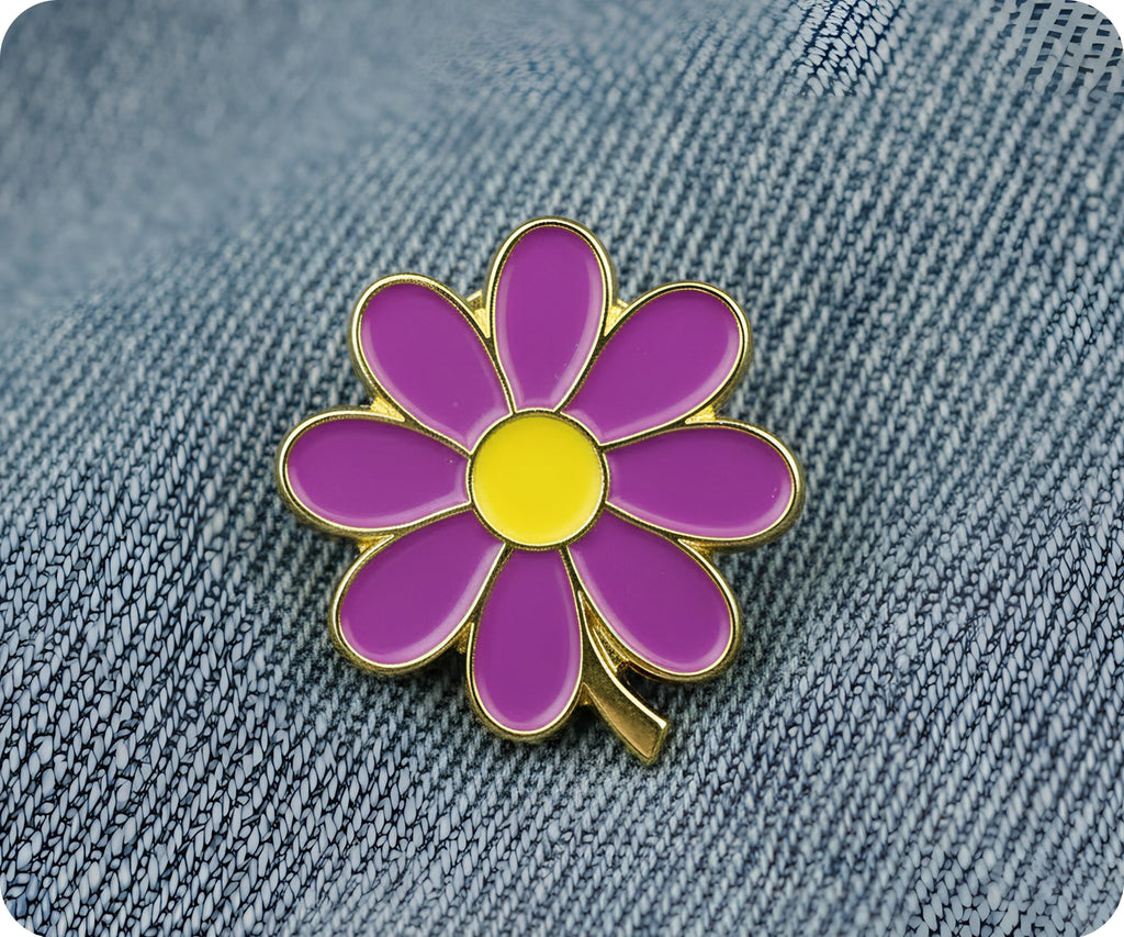 Purple Flower Pin Badge
