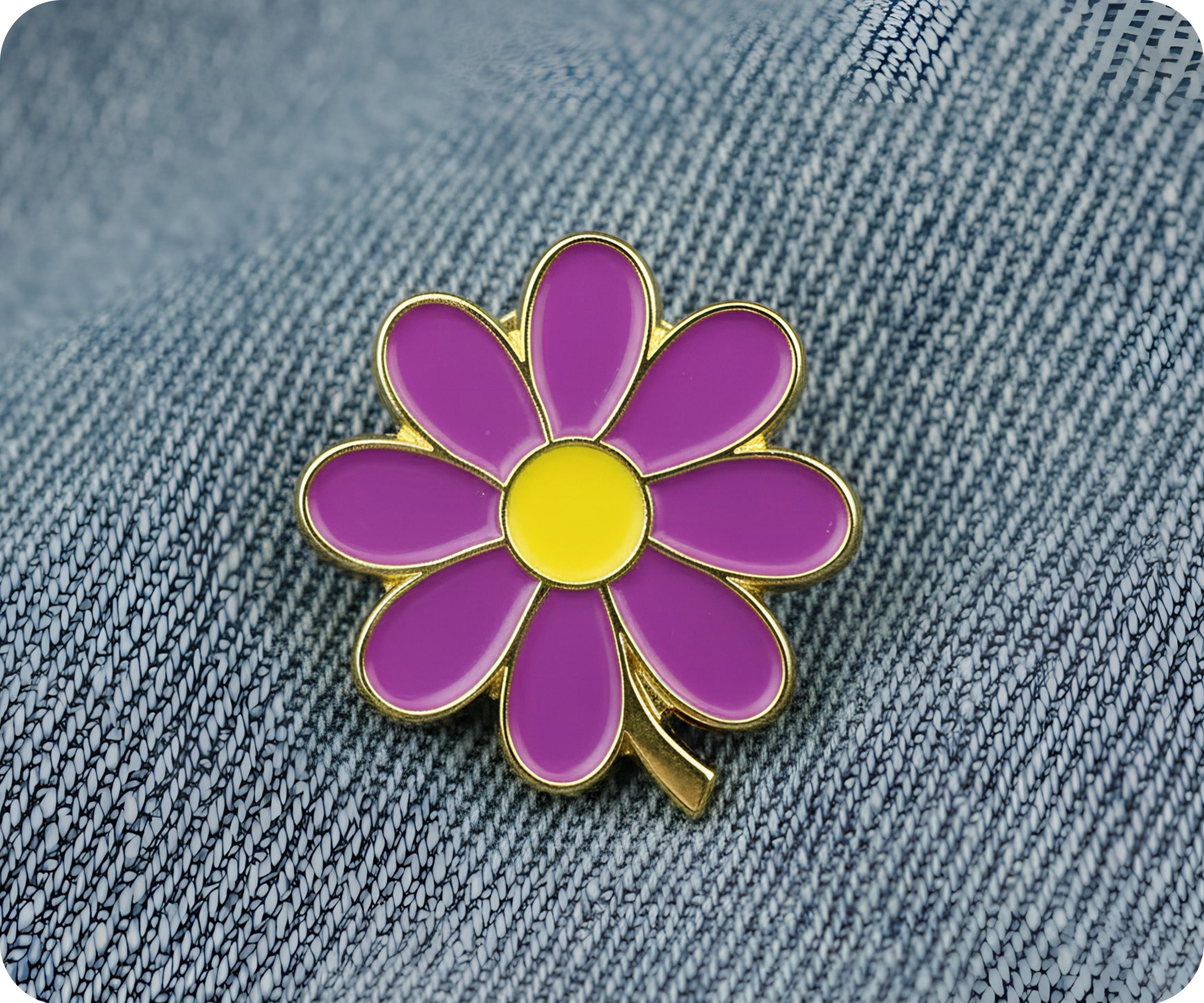 Purple Flower Pin Badge
