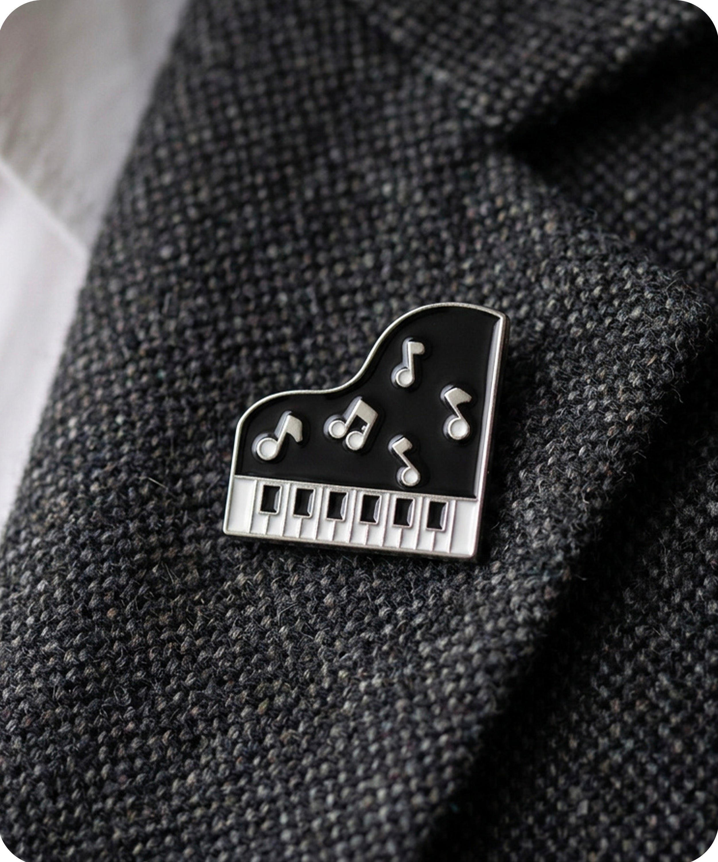 Piano And Music Notes Enamel Lapel Pin Badge Imagen secundaria del producto