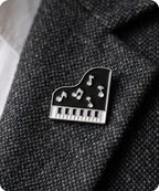 Piano And Music Notes Enamel Lapel Pin Badge