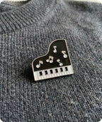 Piano And Music Notes Enamel Lapel Pin Badge