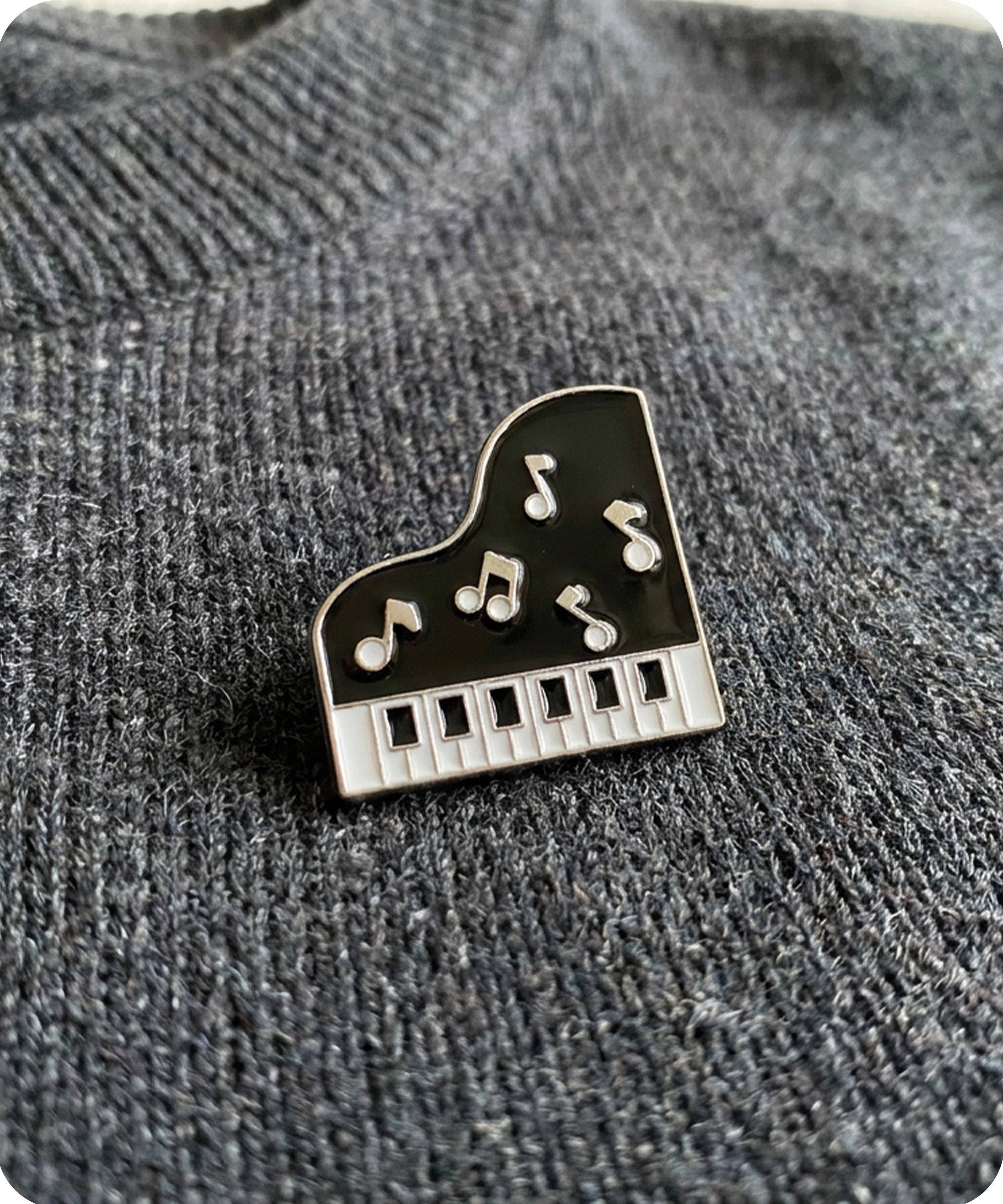 Piano And Music Notes Enamel Lapel Pin Badge