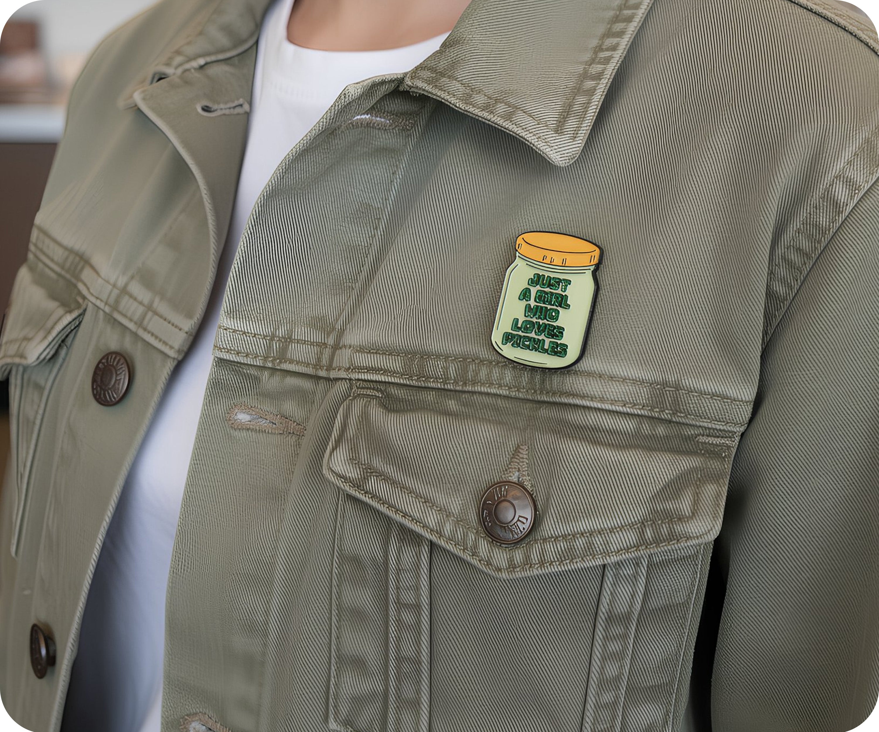 Pickles Jar Pin Badge