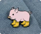 Little Piggy With Yellow Wellies Pin Badge