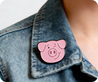 Pink Piggy Farm Animal Pin Badge