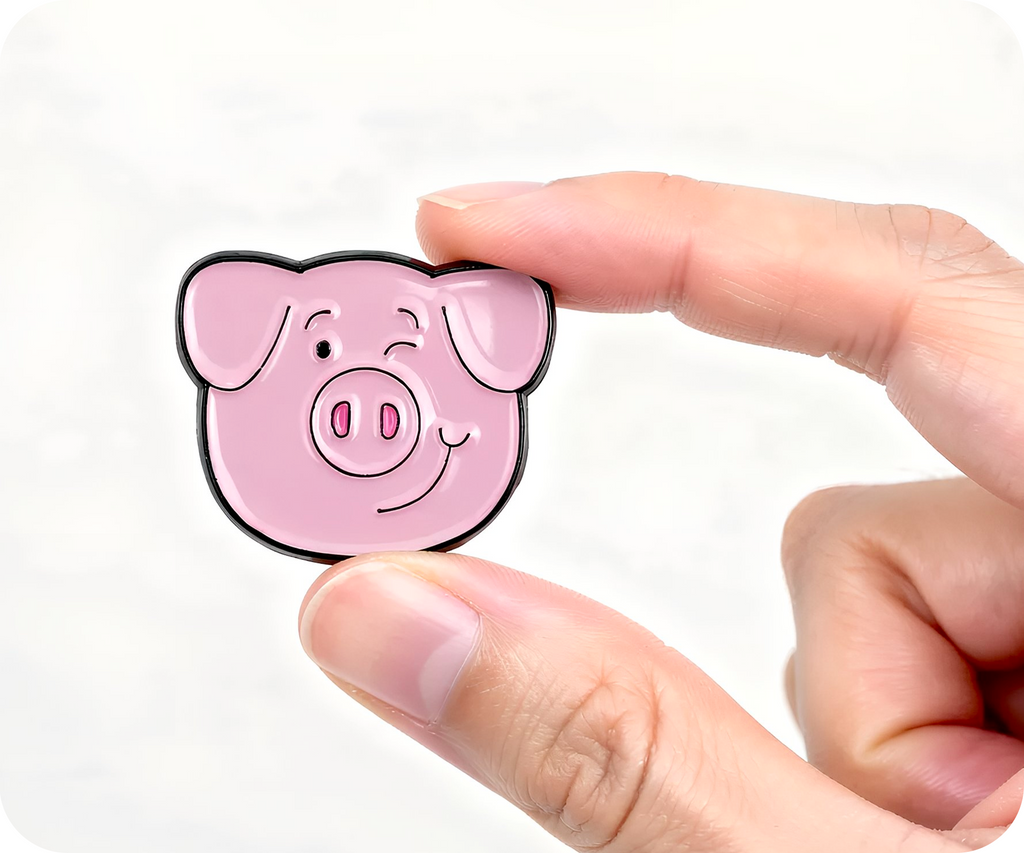 Pink Piggy Farm Animal Pin Badge