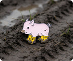 Little Piggy With Yellow Wellies Pin Badge