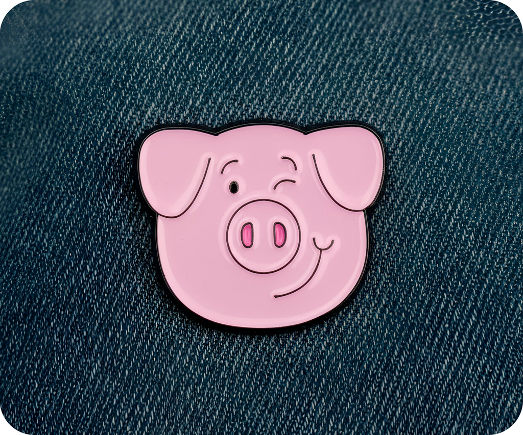 Pink Piggy Farm Animal Pin Badge