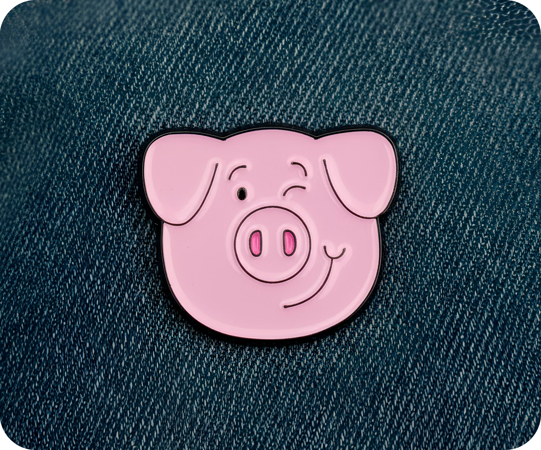 Pink Piggy Farm Animal Pin Badge