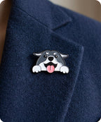 Cute Grey Dog Enamel Lapel Pin Badge