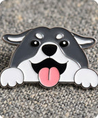 Cute Grey Dog Enamel Lapel Pin Badge