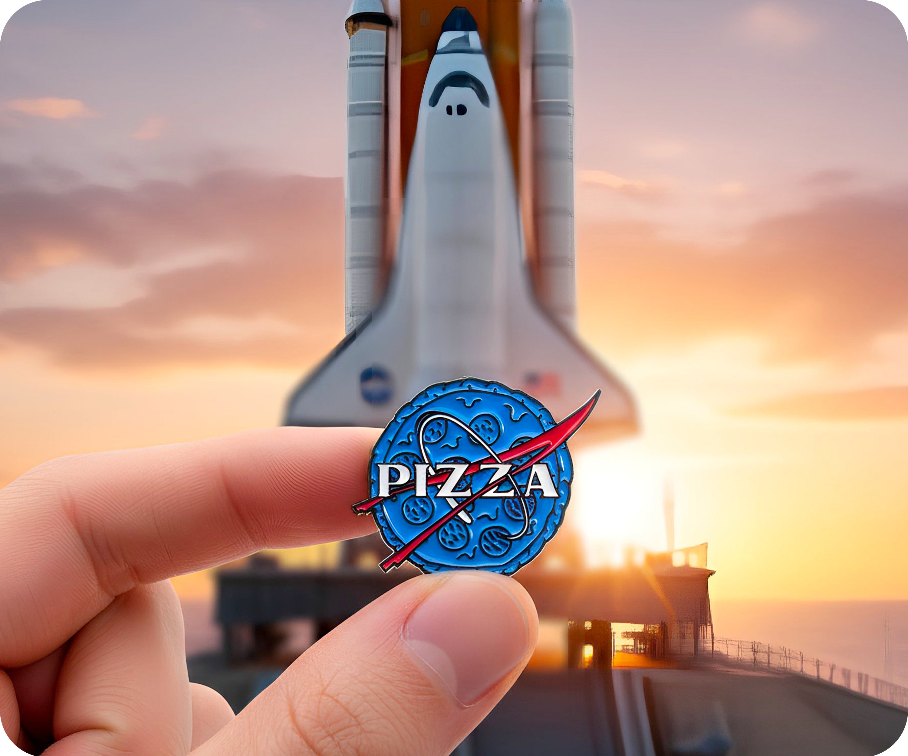 NASA Space Pizza Pin Badge