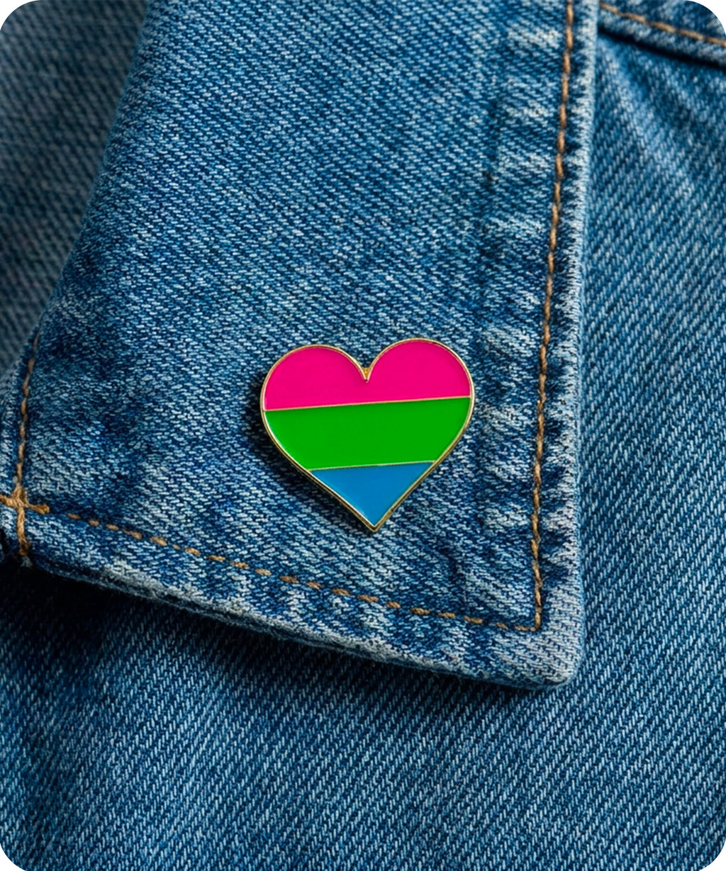 Polysexual Pride Heart Enamel Pin Badge