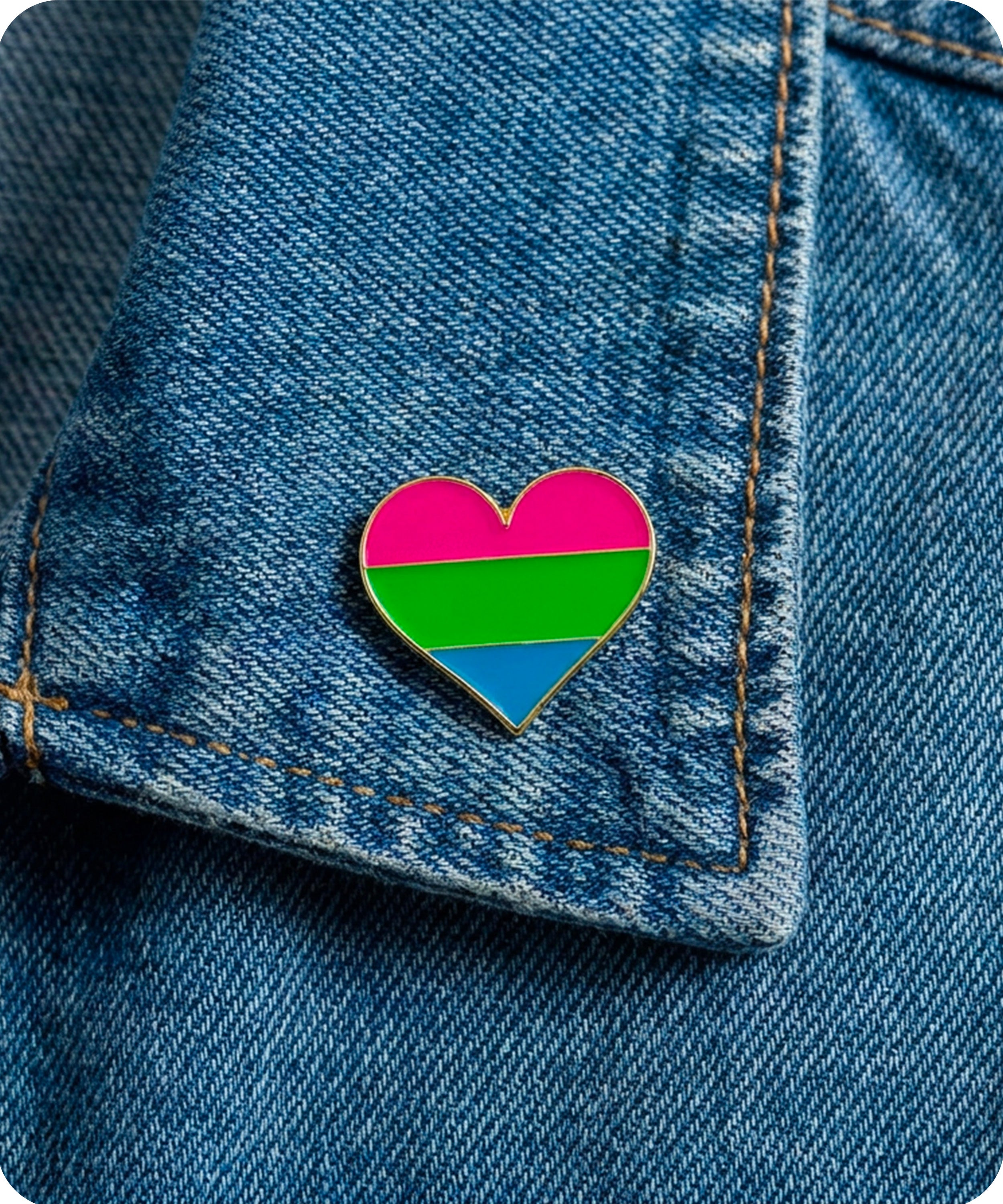 Polysexual Pride Heart Enamel Pin Badge
