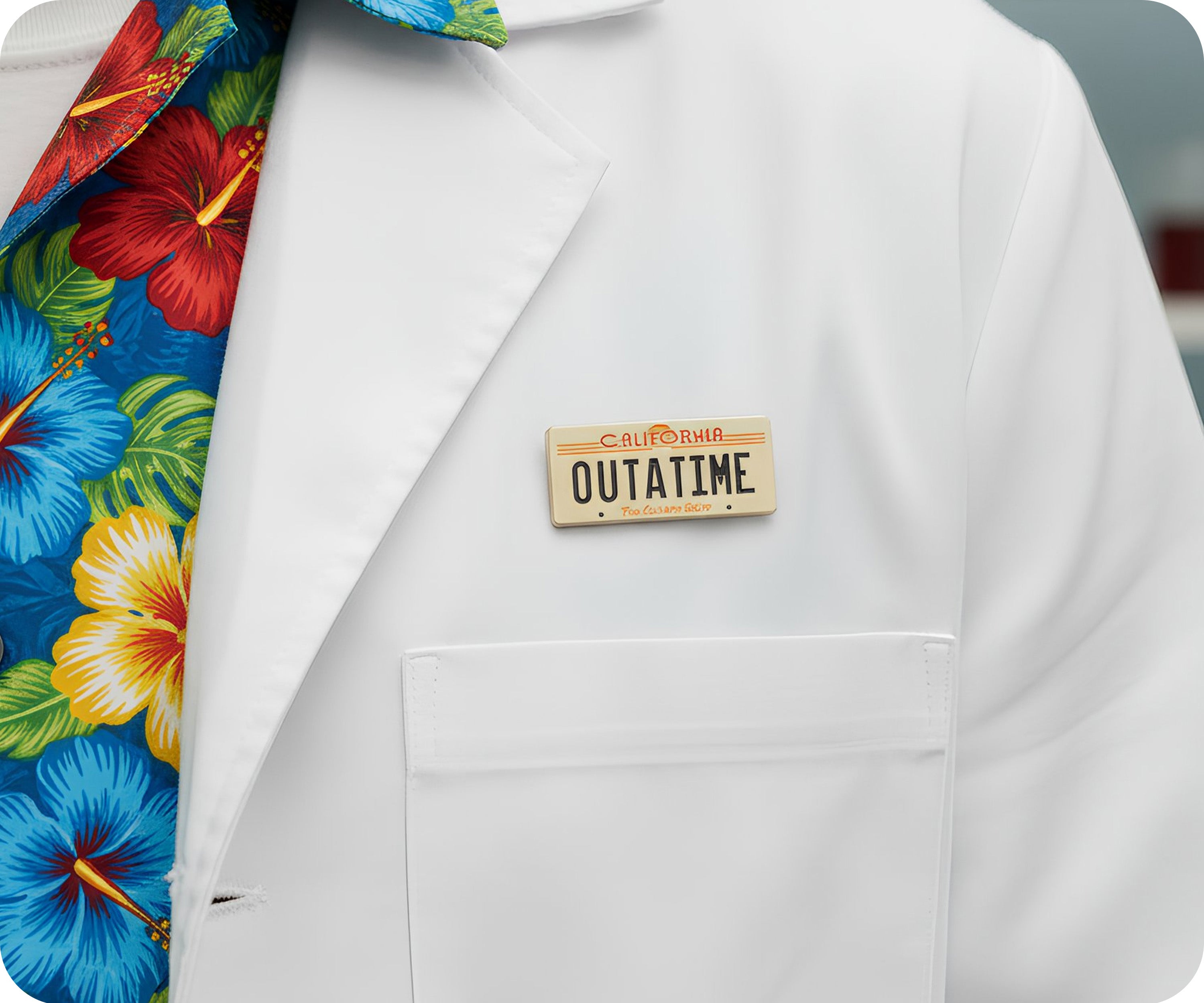 Out Of Time Number Plate  Pin Badge