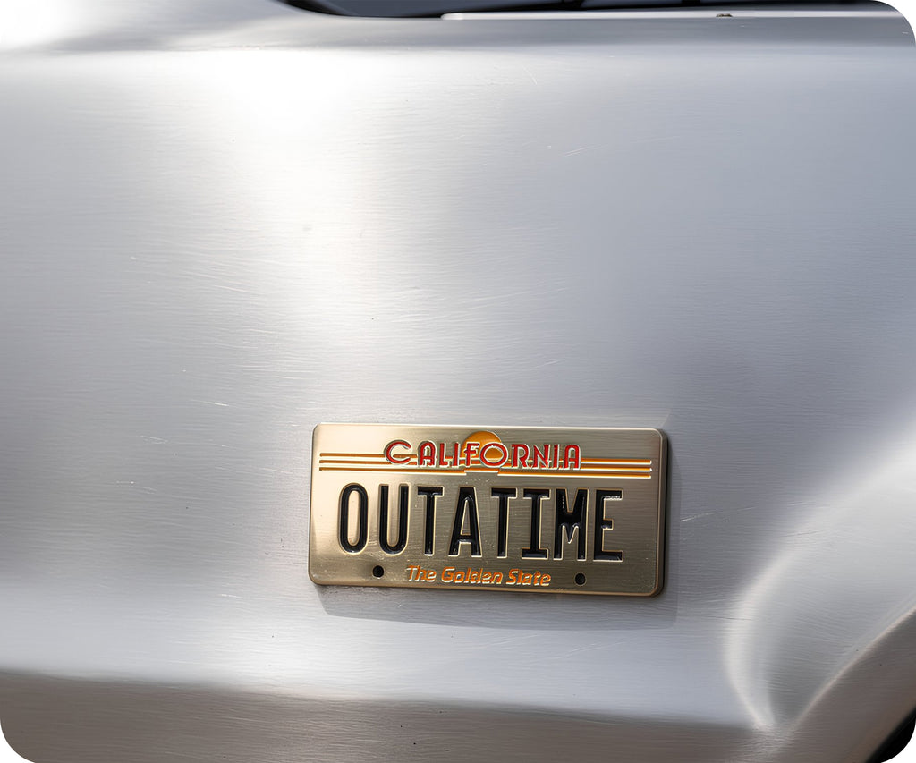 Out Of Time Number Plate  Pin Badge