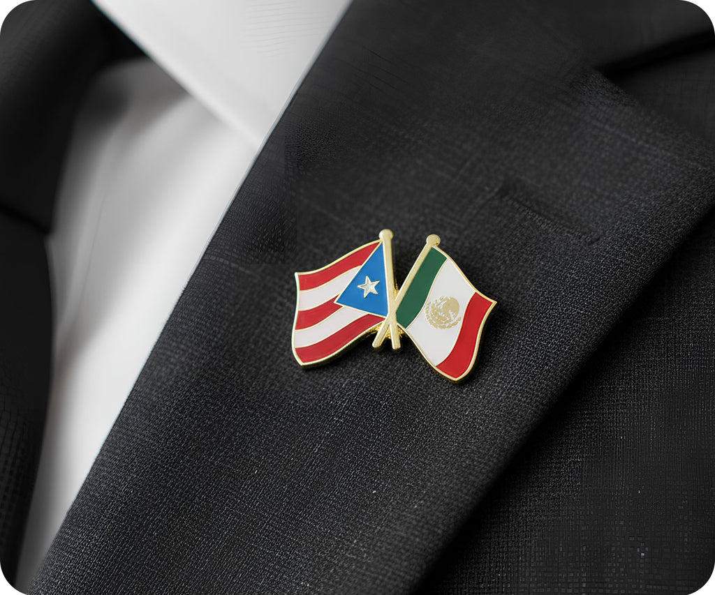 Puerto Rico & Mexico Friendship Pin Badge