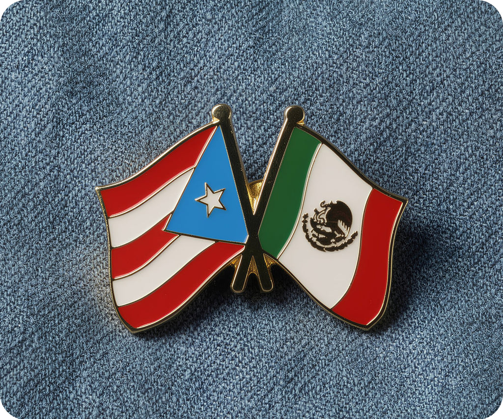 Puerto Rico & Mexico Friendship Pin Badge