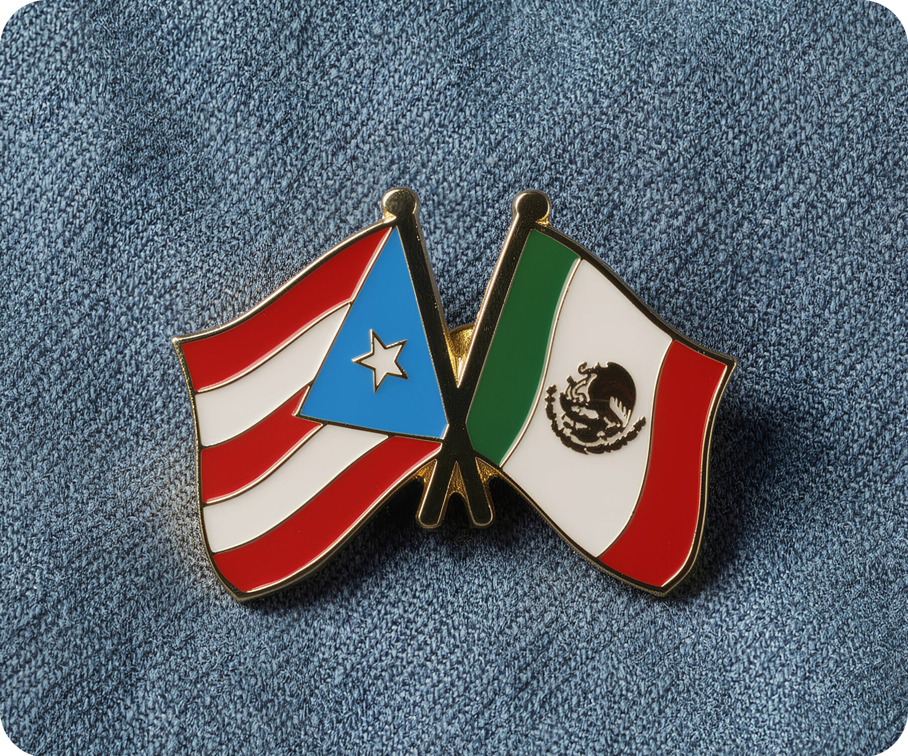 Puerto Rico & Mexico Friendship Pin Badge