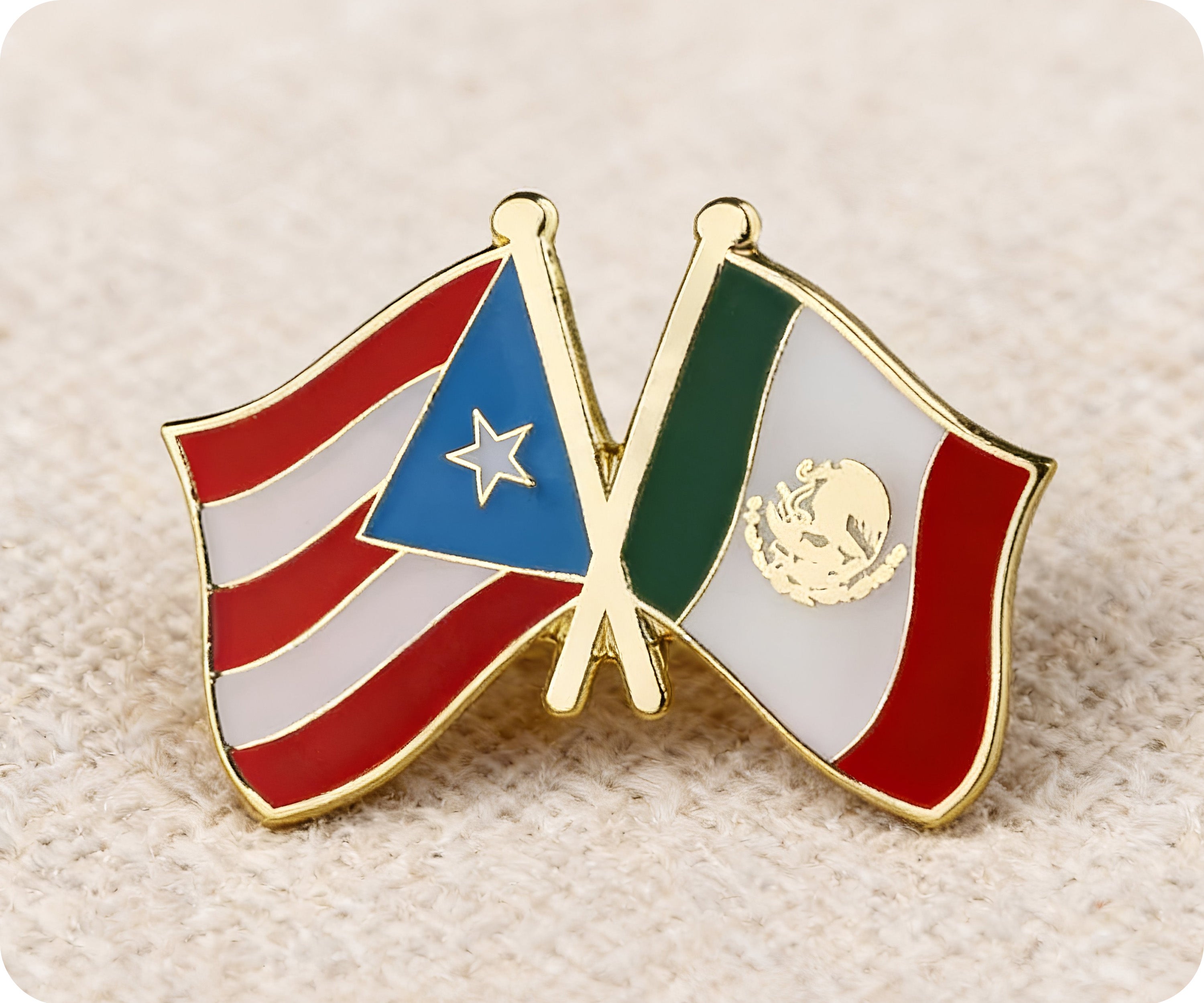 Puerto Rico & Mexico Friendship Pin Badge