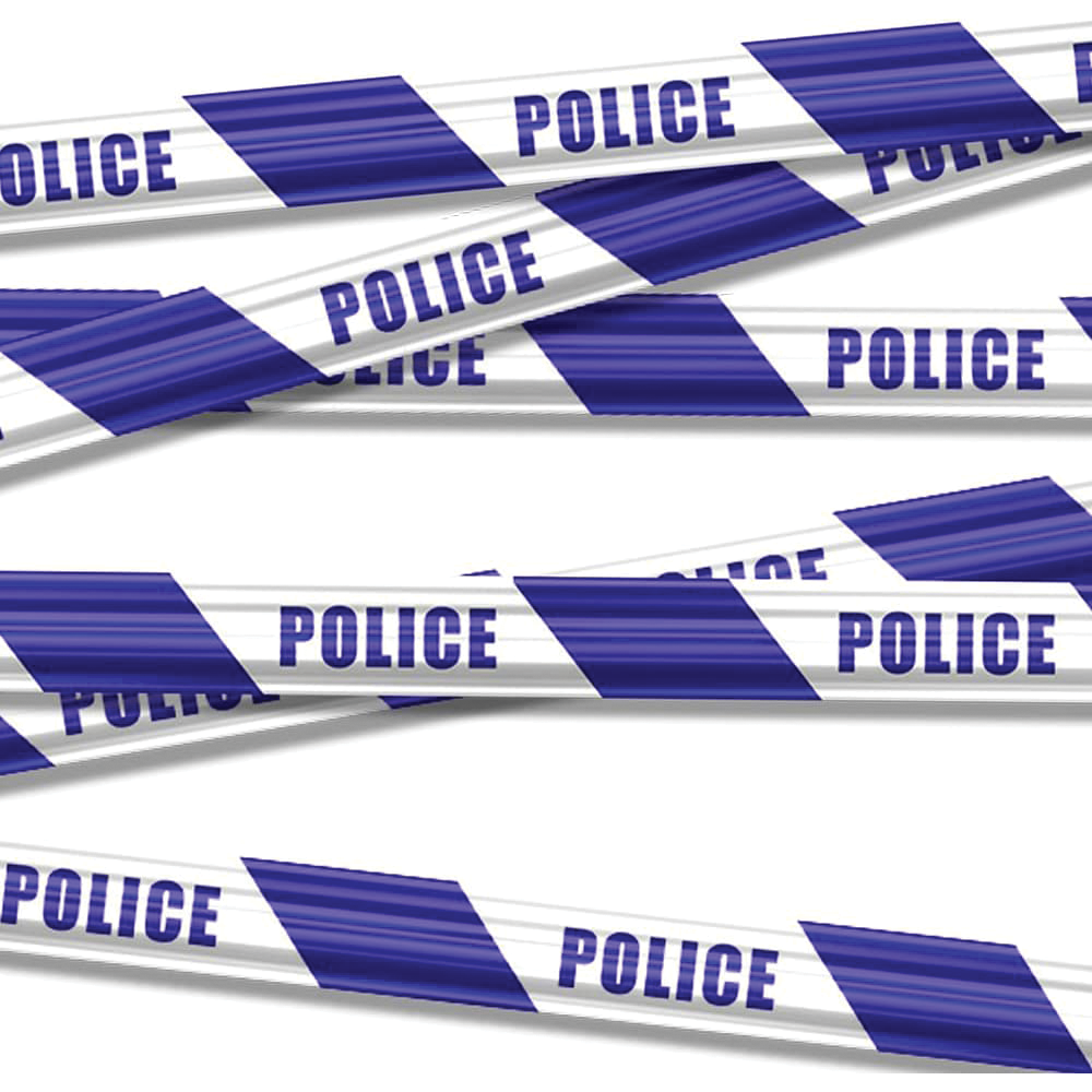 A length of 3M police barrier tape with the words 'POLICE' printed in a contrasting color. © Tigoli® 2026 All Rights Reserved Panda Loco Ltd  Imagen principal del producto
