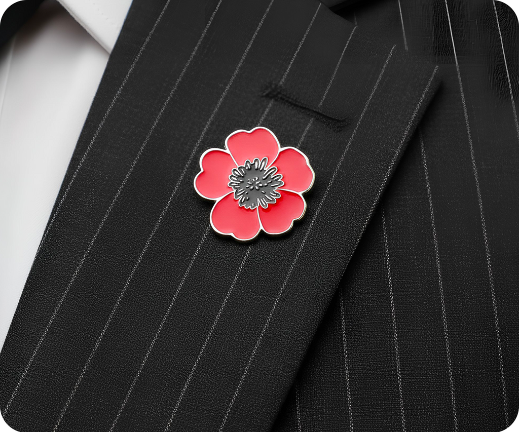 Red Poppy Flower Pin Badge