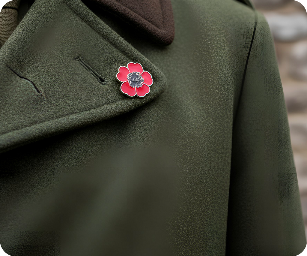 Red Poppy Flower Pin Badge
