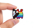 Insignia de pin LGBTQI+ de gato arcoíris Progress Pride